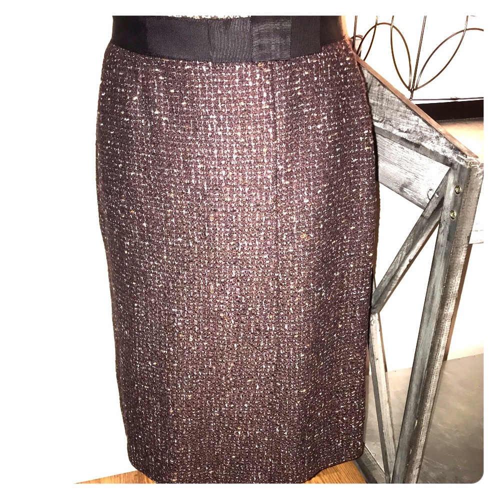 Harold’s burgundy tweed straight skirt